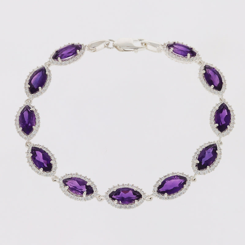 5*10 MM Marquise - Amethyst Faceted & CZ Bracelets - CZB21AMF