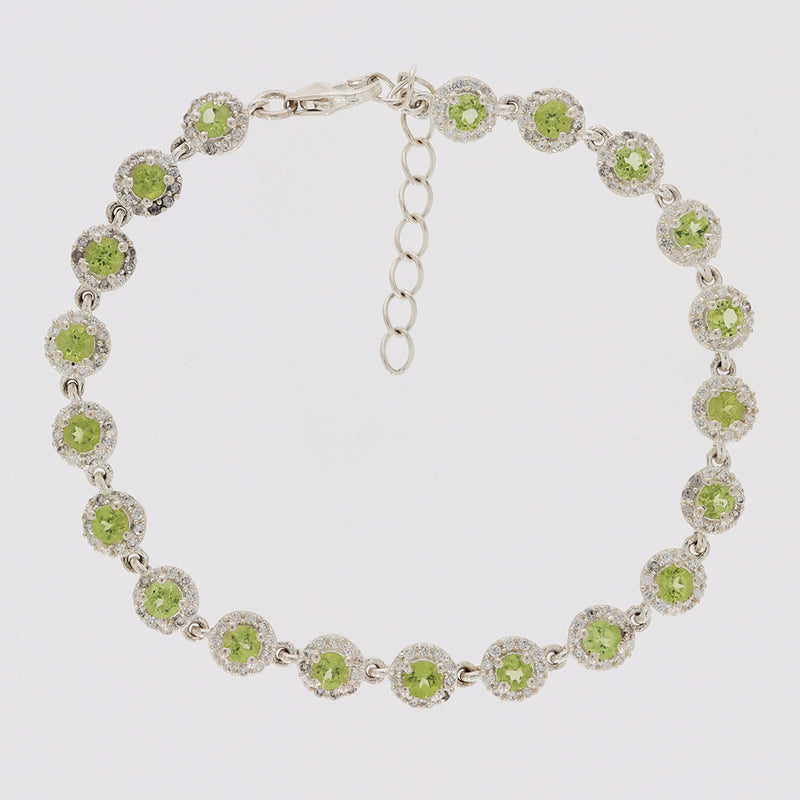 3*3 MM Round - Peridot & CZ Bracelets - CZB23P