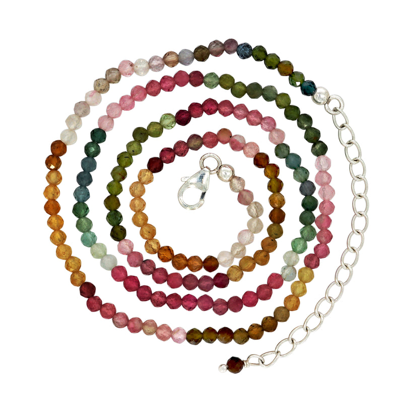 Multi Tourmaline Faceted Beads Necklace - BDS1001-TU