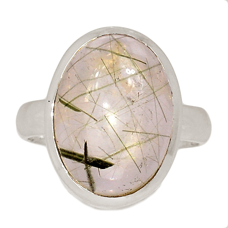 Green Actinolite In Quartz Ring - AIQR101