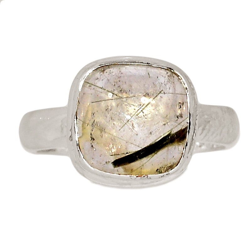 Green Actinolite In Quartz Ring - AIQR102