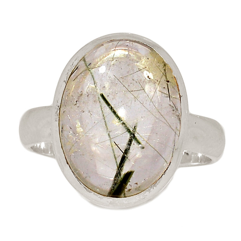 Green Actinolite In Quartz Ring - AIQR103