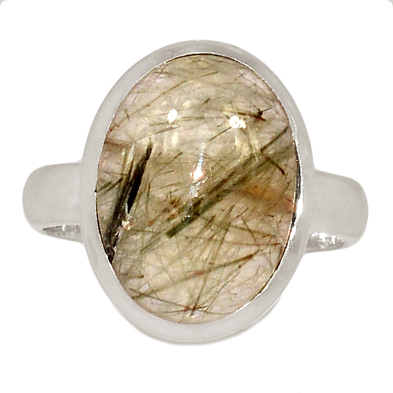 Green Actinolite In Quartz Ring - AIQR105