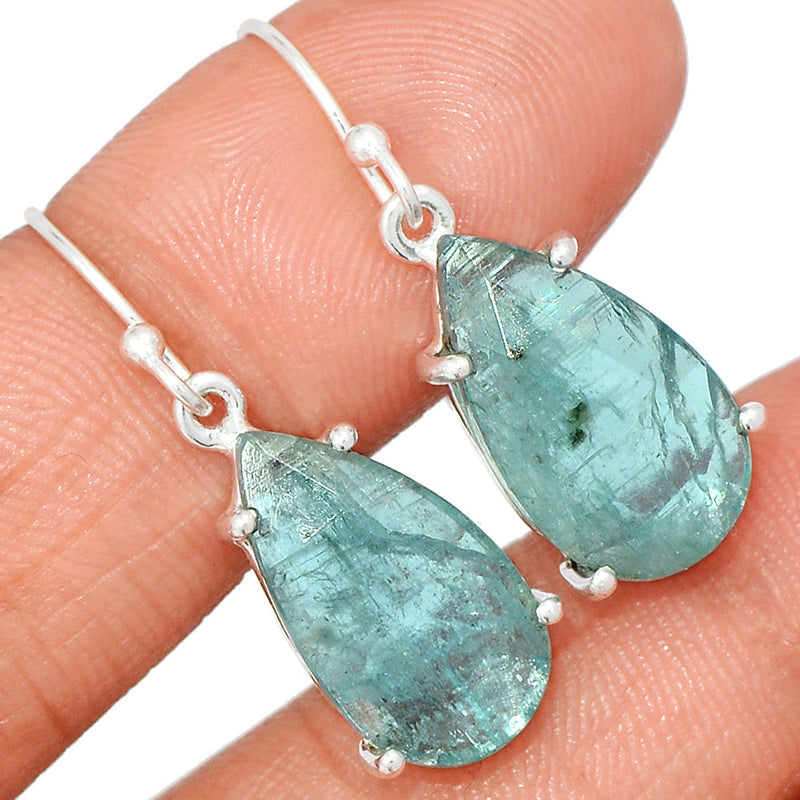 1.3" Claw - Aqua Kyanite Faceted Earrings - AKFE6