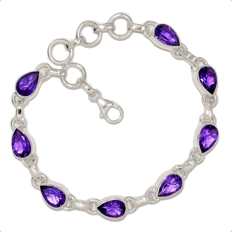 8.2" Amethyst Faceted Bracelets - AMFB308