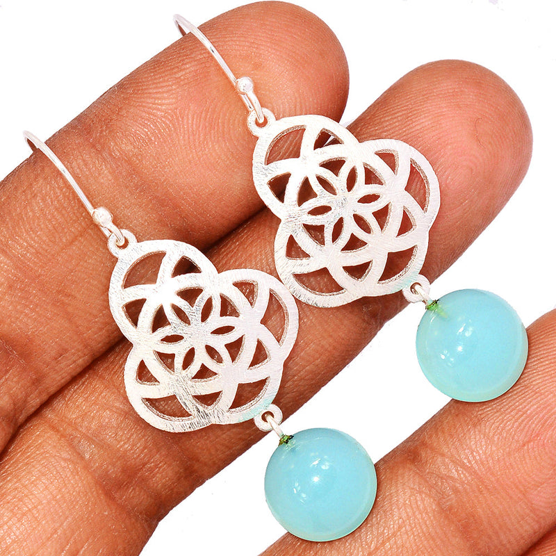 2.1" Aqua Chalcedony Earrings - AQCE156