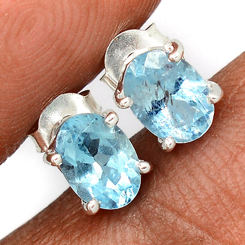 Claw - Aquamarine Faceted Studs - AQFS100