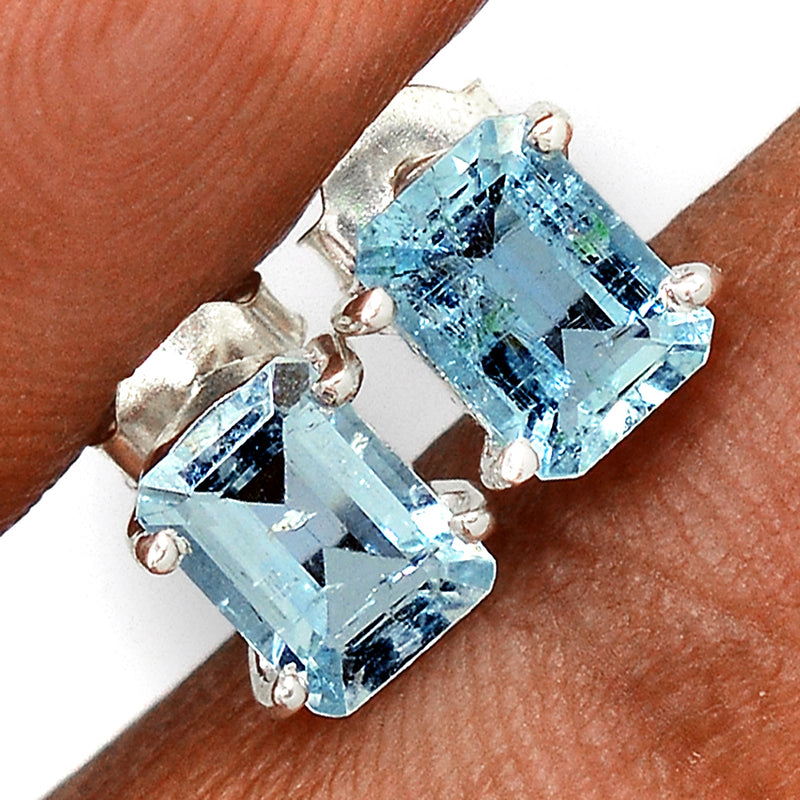 Claw - Aquamarine Faceted Studs - AQFS70