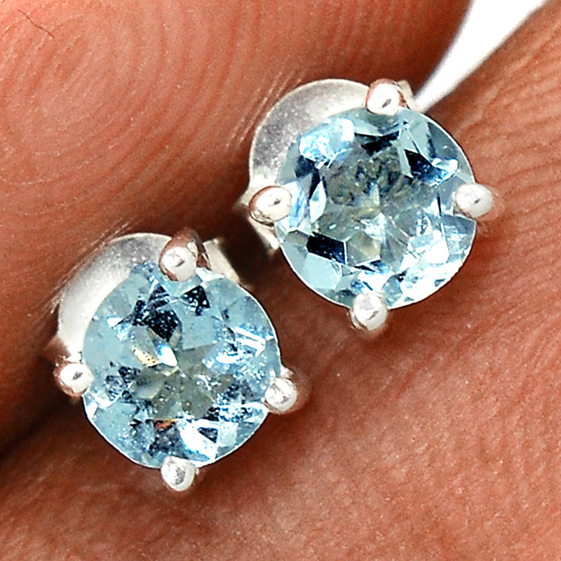 Claw - Aquamarine Faceted Studs - AQFS84