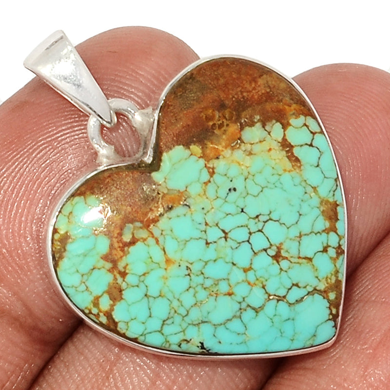 1.3" Heart - Number 8 Mine Turquoise Pendants - ATQP492