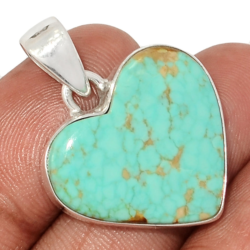 1.2" Heart - Number 8 Mine Turquoise Pendants - ATQP495