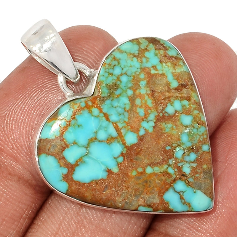 1.6" Heart - Number 8 Mine Turquoise Pendants - ATQP498