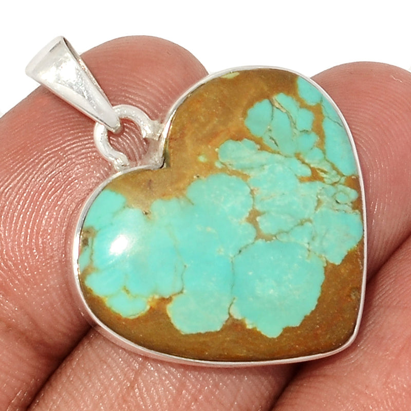 1.3" Heart - Number 8 Mine Turquoise Pendants - ATQP500