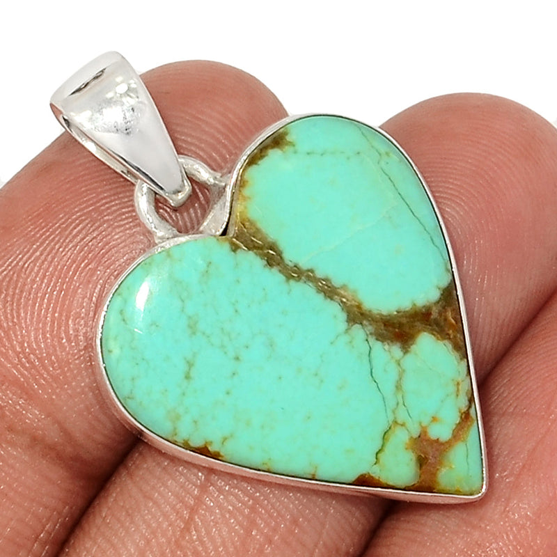 1.5" Heart - Number 8 Mine Turquoise Pendants - ATQP506