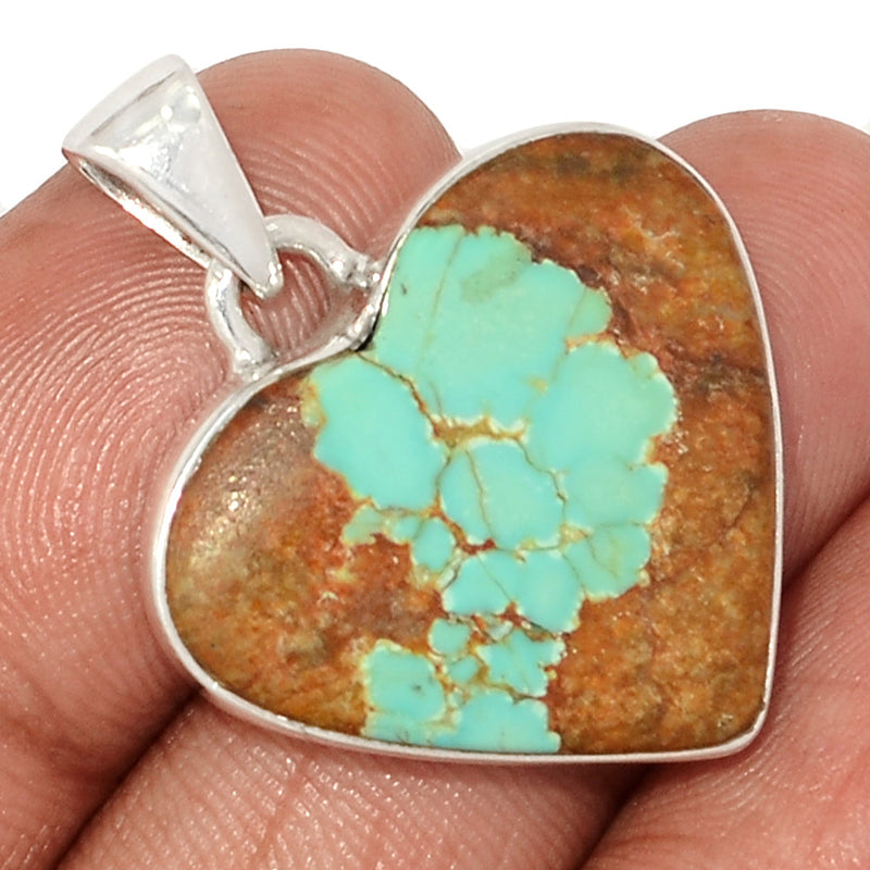 1.2" Heart - Number 8 Mine Turquoise Pendants - ATQP507