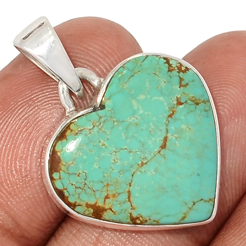 1.1" Heart - Number 8 Mine Turquoise Pendants - ATQP508