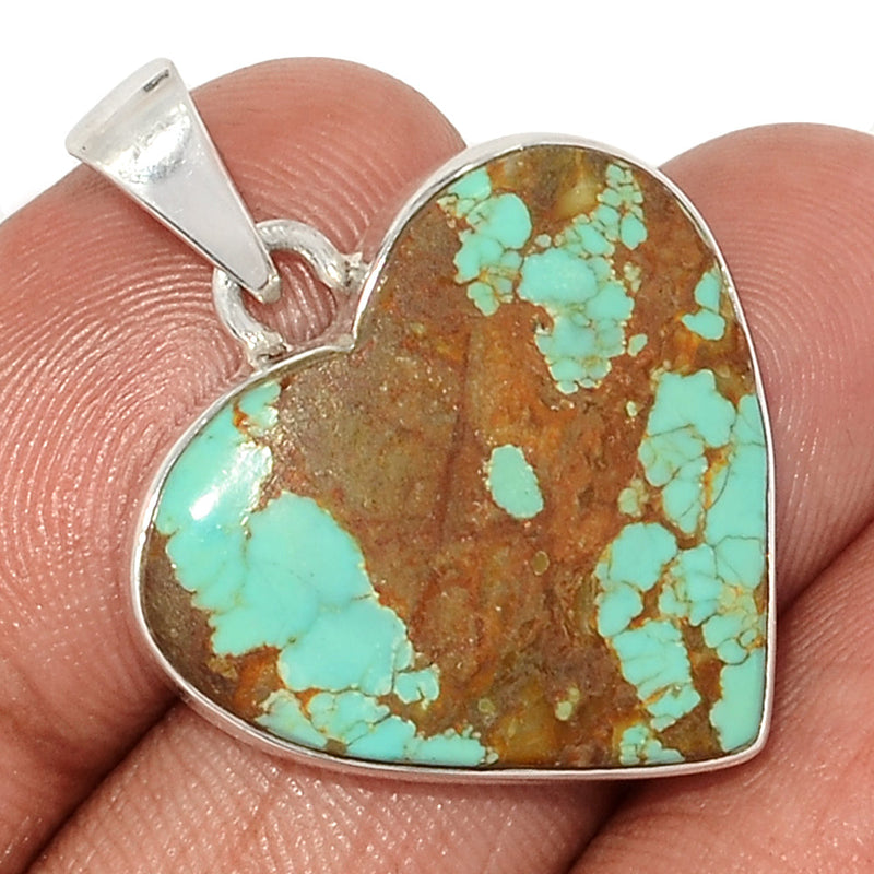 1.3" Heart - Number 8 Mine Turquoise Pendants - ATQP512