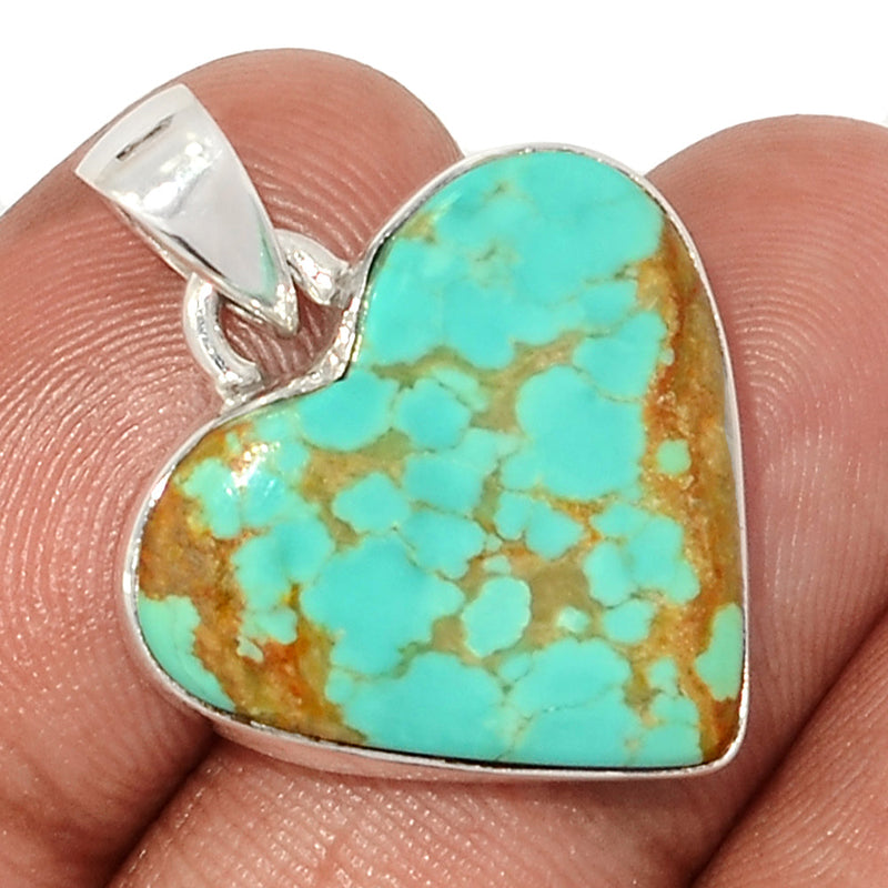 1.1" Heart - Number 8 Mine Turquoise Pendants - ATQP513