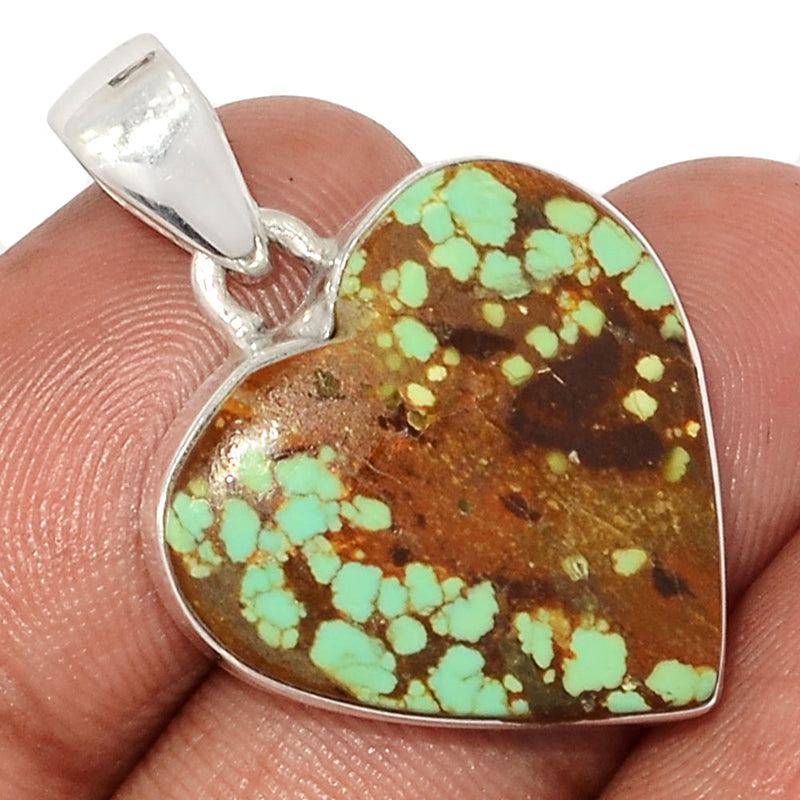 1.3" Heart - Number 8 Mine Turquoise Pendants - ATQP514