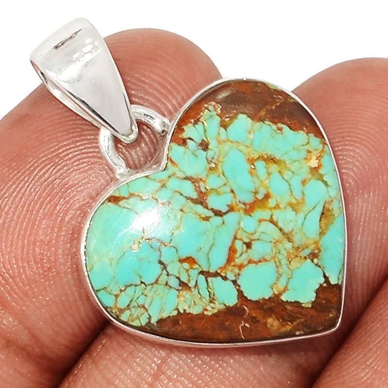 1.2" Heart - Number 8 Mine Turquoise Pendants - ATQP515