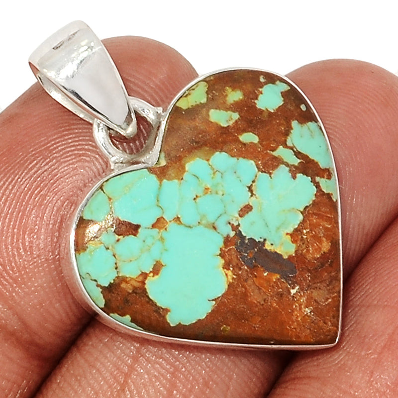 1.3" Heart - Number 8 Mine Turquoise Pendants - ATQP516