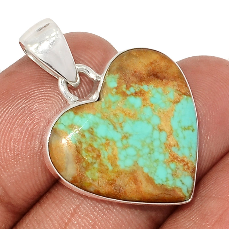 1.2" Heart - Number 8 Mine Turquoise Pendants - ATQP517