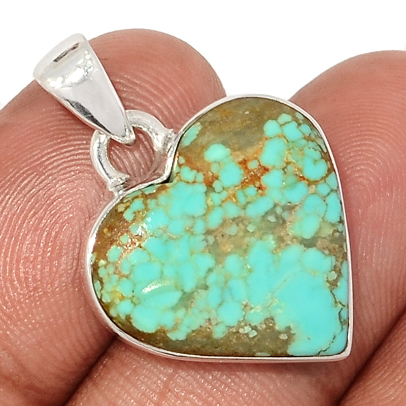 1.1" Heart - Number 8 Mine Turquoise Pendants - ATQP518