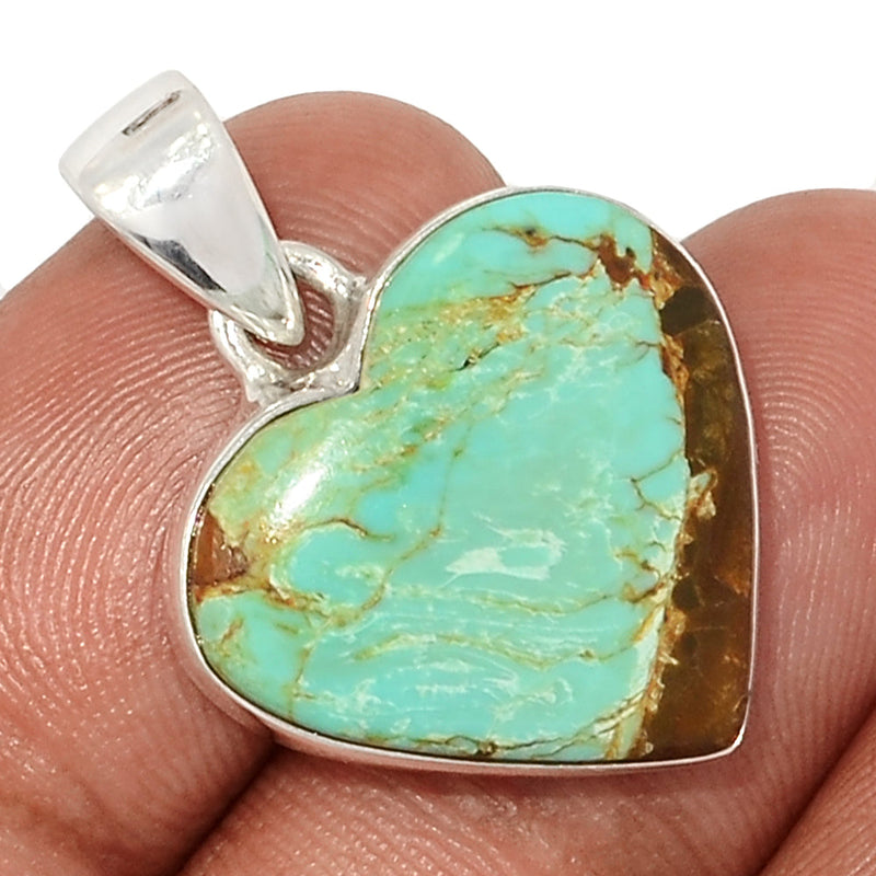 1.1" Heart - Number 8 Mine Turquoise Pendants - ATQP520