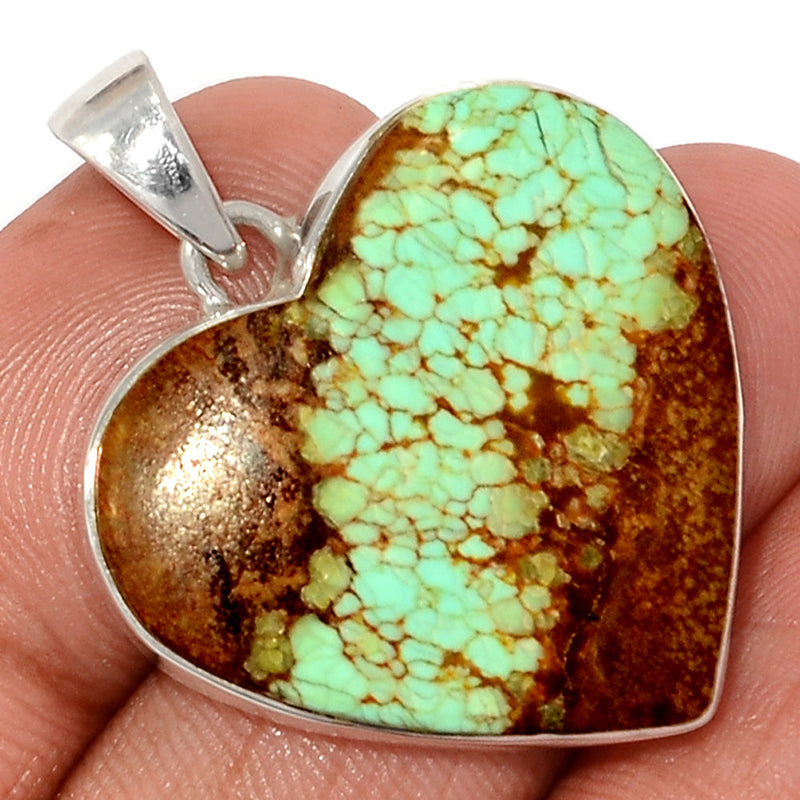 1.5" Heart - Number 8 Mine Turquoise & Peridot Pendants - ATQP522