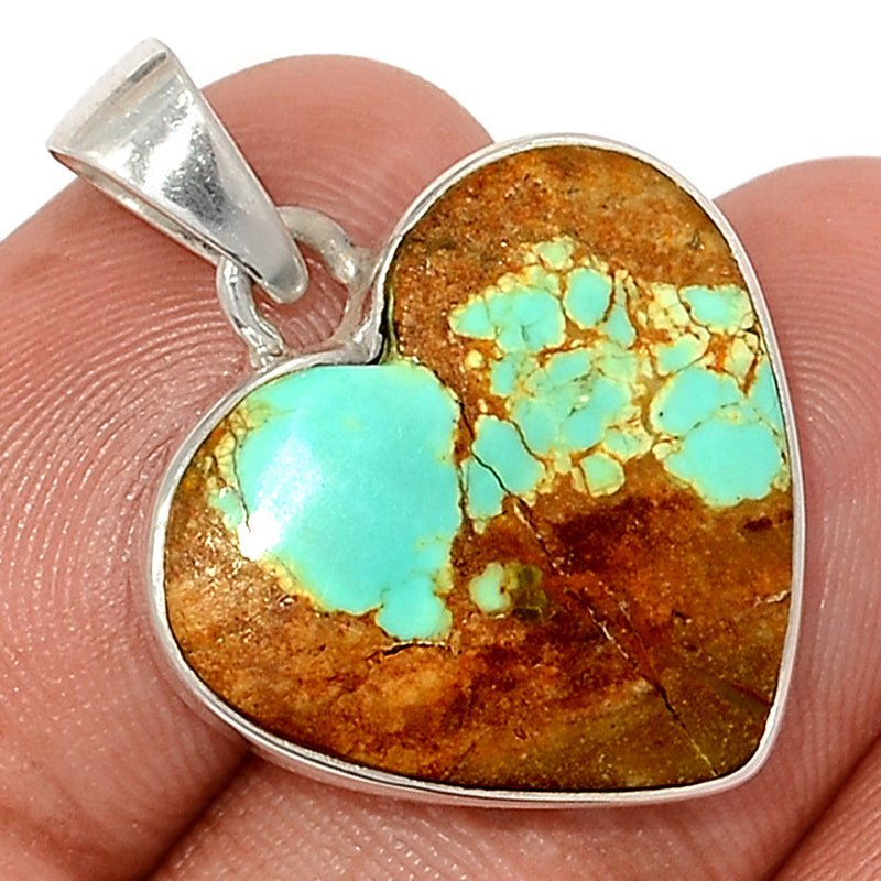 1.2" Heart - Number 8 Mine Turquoise & Peridot Pendants - ATQP523