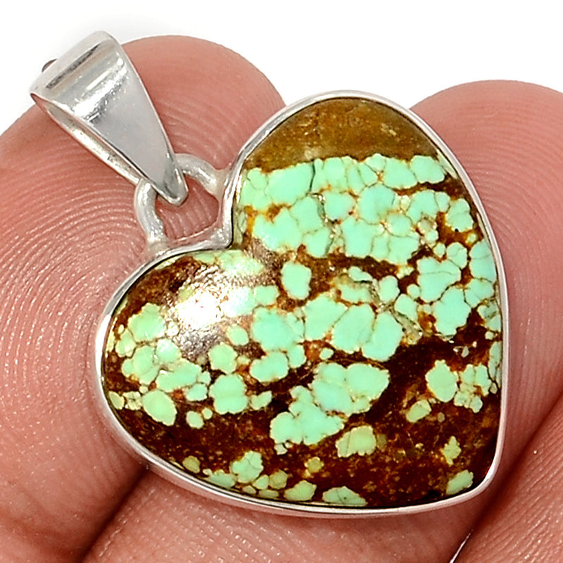 1.2" Heart - Number 8 Mine Turquoise & Peridot Pendants - ATQP524