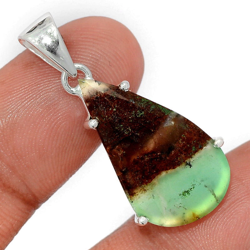 1.3" Claw - Boulder Chrysoprase Faceted Pendants - BCFP50