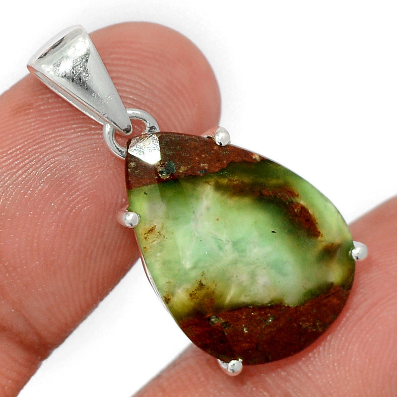 1.2" Claw - Boulder Chrysoprase Faceted Pendants - BCFP51