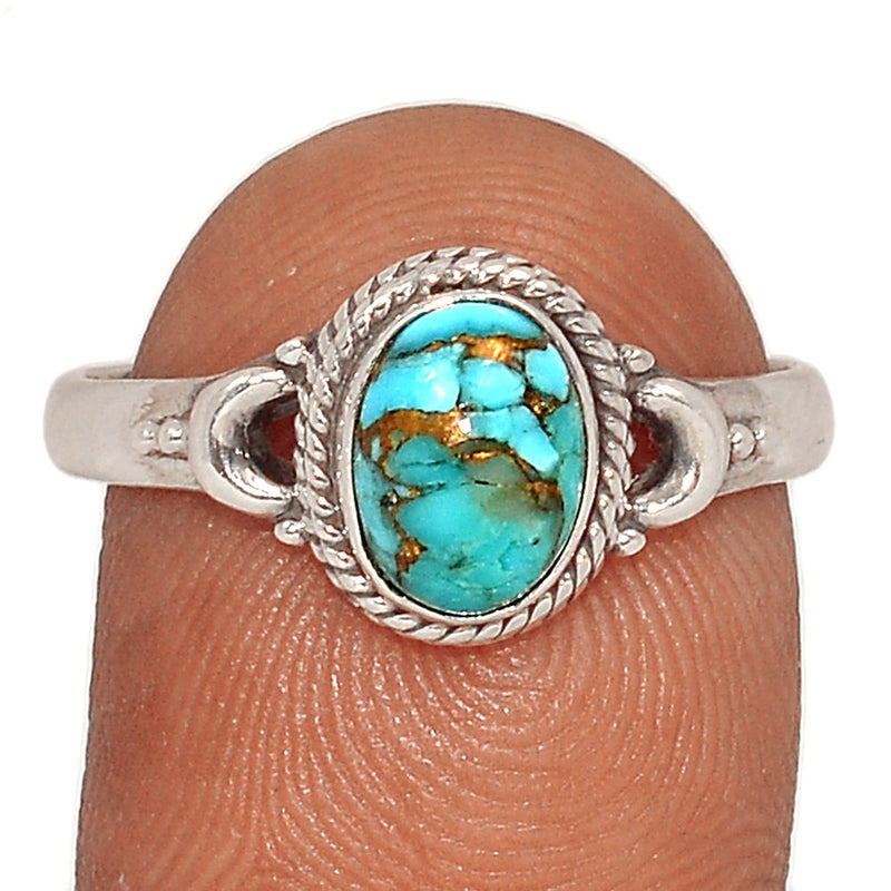 Small Filigree - Blue Copper Turquoise Ring - BCTR1744