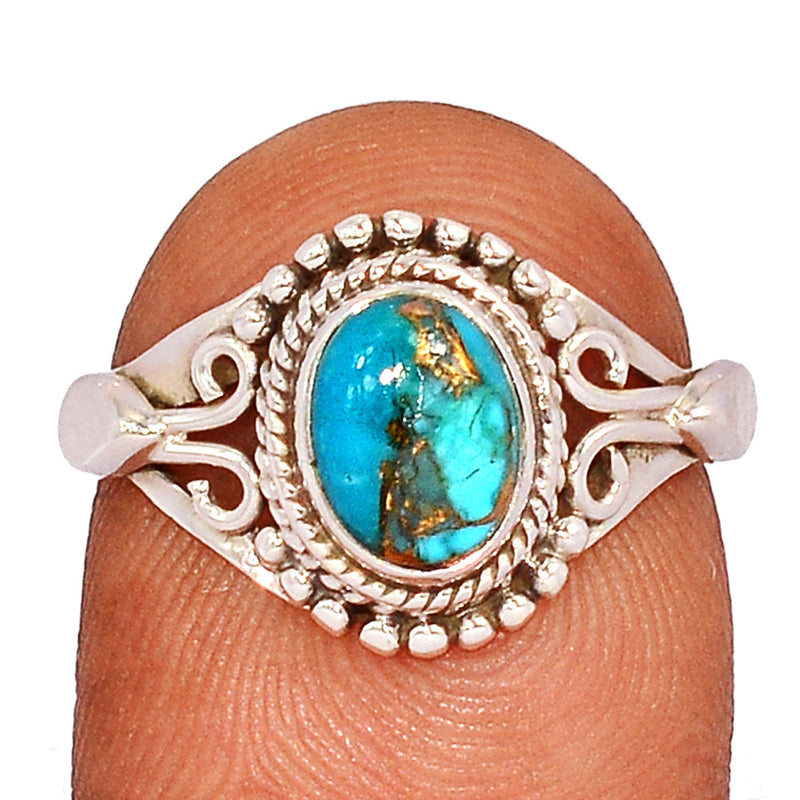 Small Filigree - Blue Copper Turquoise Ring - BCTR1748