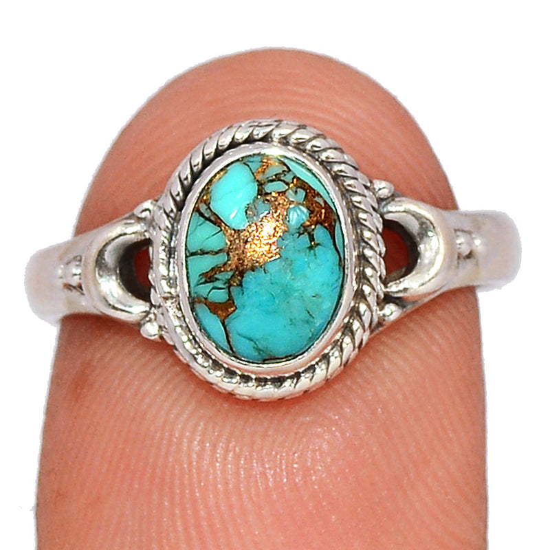 Small Filigree - Blue Copper Turquoise Ring - BCTR1750