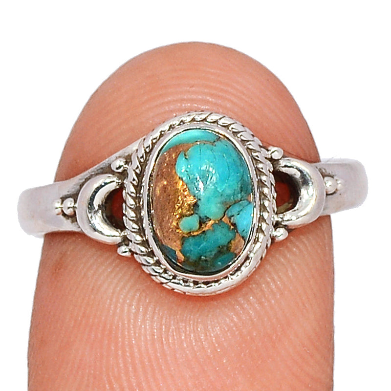 Small Filigree - Blue Copper Turquoise Ring - BCTR1752