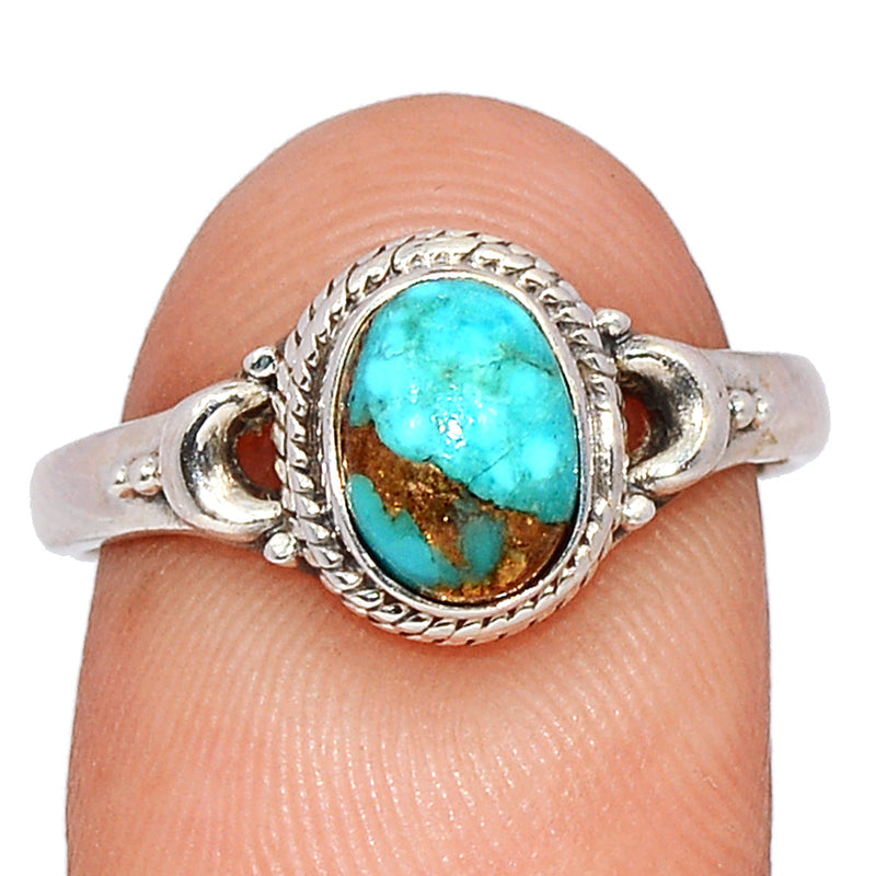 Small Filigree - Blue Copper Turquoise Ring - BCTR1753