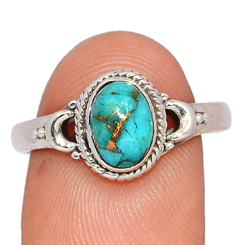 Small Filigree - Blue Copper Turquoise Ring - BCTR1754