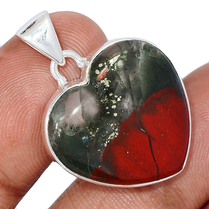 1.2" Heart - Blood Stone Pendants - BDSP1786