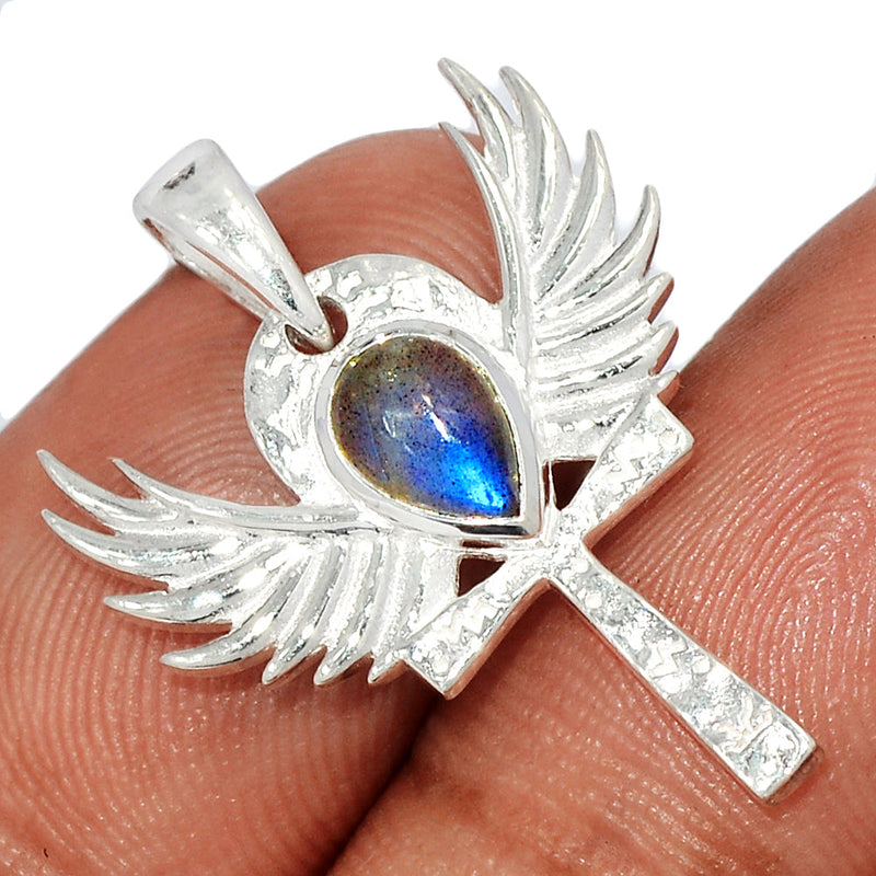 1.1" Angel - Blue Fire Labradorite Pendants - BFLP1542