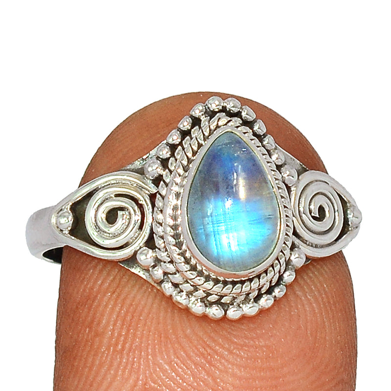 Small Filigree - Blue Fire Moonstone Ring - BFMR3634