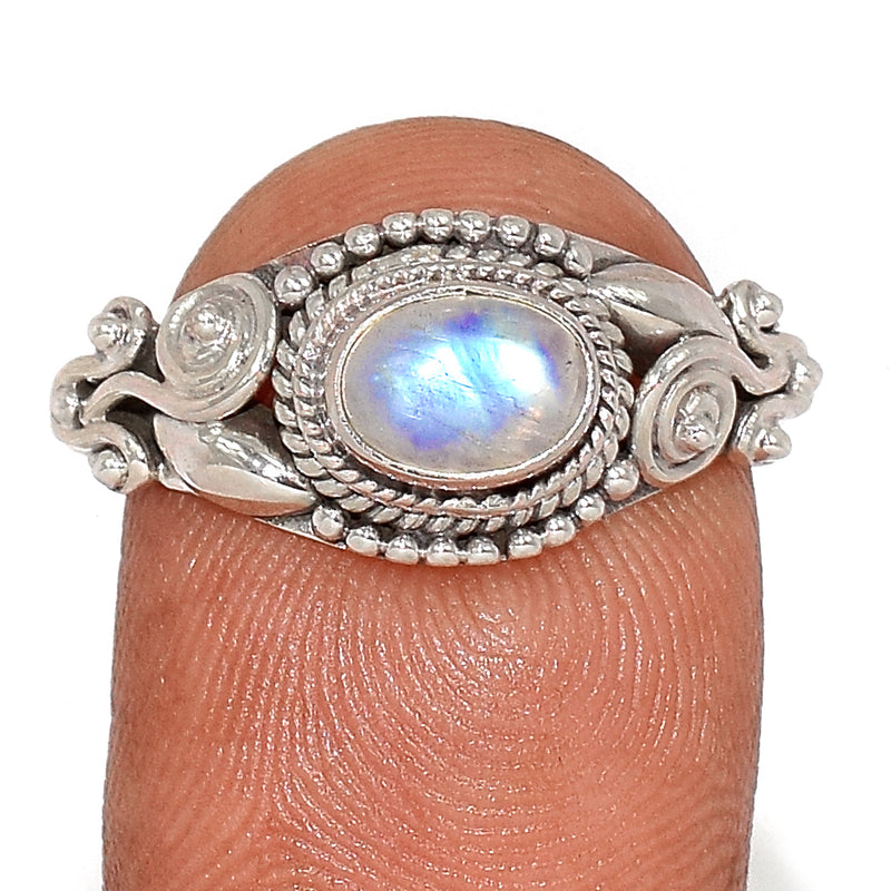 Small Filigree - Blue Fire Moonstone Ring - BFMR3918