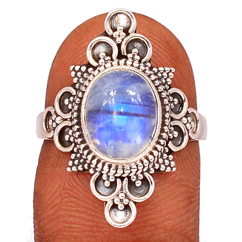 Fine Filigree - Blue Fire Moonstone Ring - BFMR4364