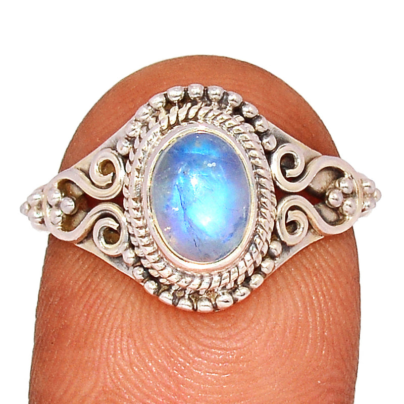 Small Filigree - Blue Fire Moonstone Ring - BFMR4368