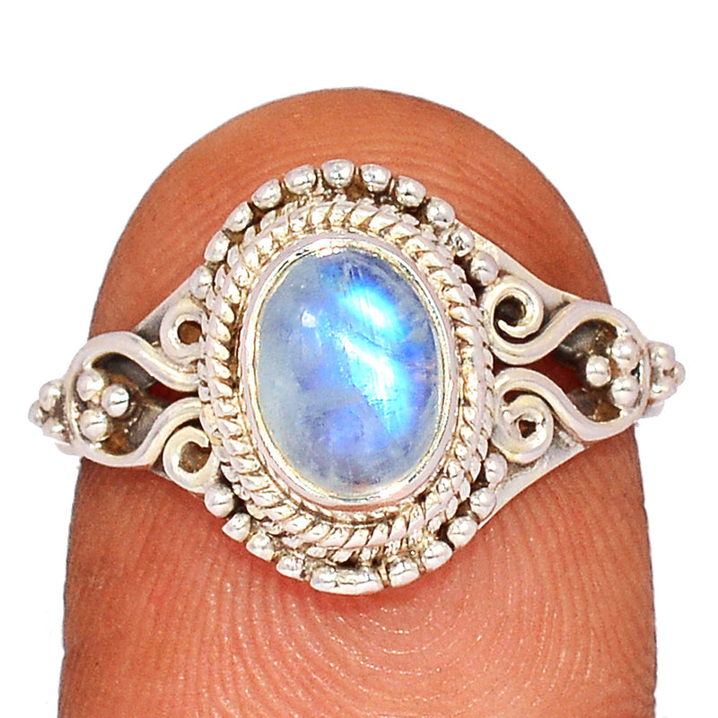 Small Filigree - Blue Fire Moonstone Ring - BFMR4371