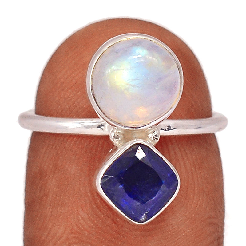 Blue Fire Moonstone & Kyanite Faceted Ring - BFMR4413