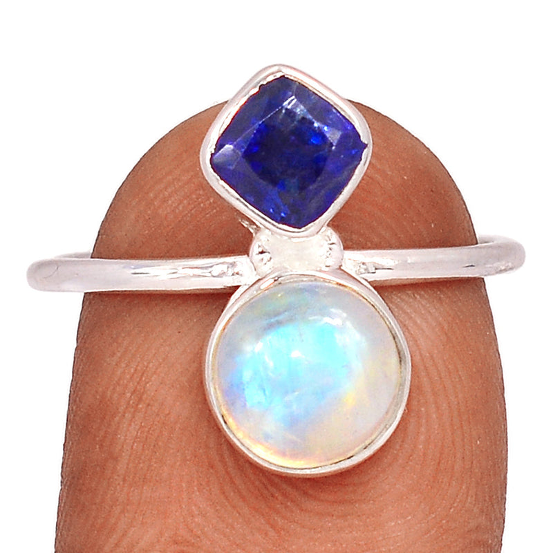 Blue Fire Moonstone & Kyanite Faceted Ring - BFMR4422