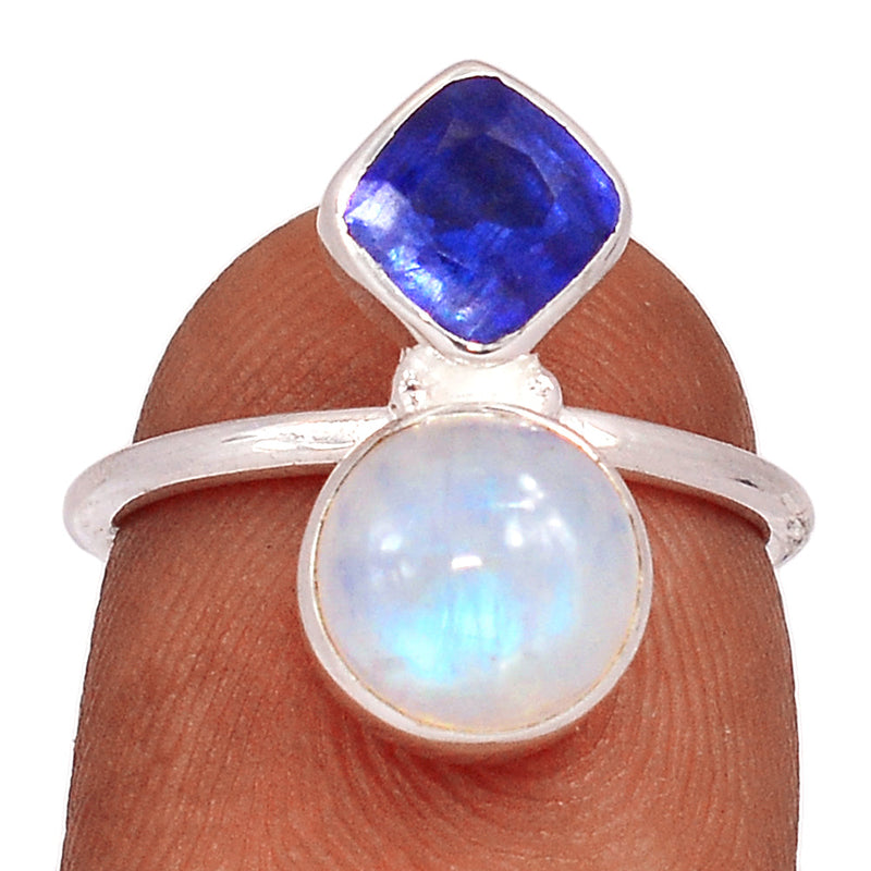 Blue Fire Moonstone & Kyanite Faceted Ring - BFMR4424