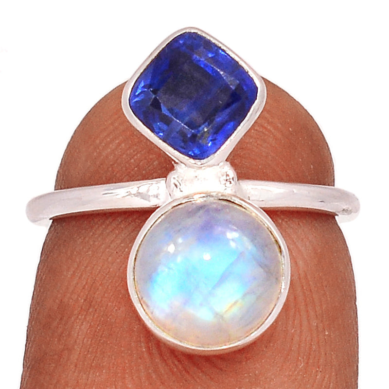 Blue Fire Moonstone & Kyanite Faceted Ring - BFMR4425